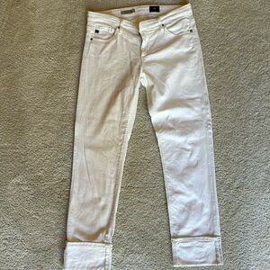 AG slim straight cuffed white jean. Size 28.